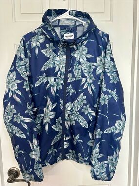 Sunrise Kingdom Floral Tropical Windbreaker Jacket Blue S Unisex Oversized M